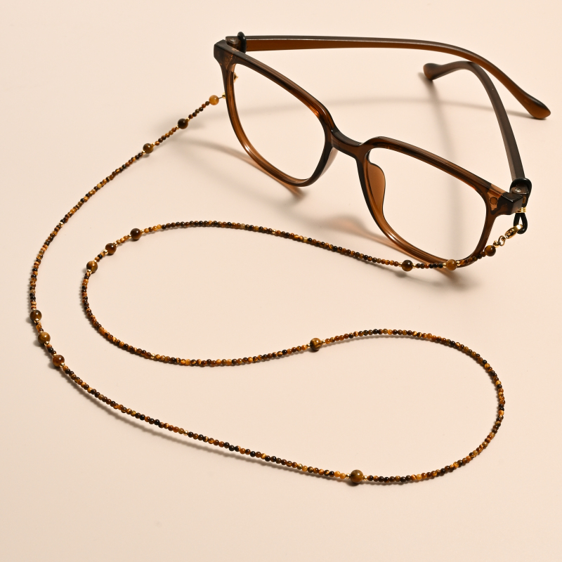 Natural Tiger Eye Stone Glasses Chain, Neck Hanging Style for Women, Fashionable Retro Sunglasses, Earphones, Mask, Anti-Lost Glasses Chain, New Style Natural Tiger Eye Stone Glasses Chain, Neck Hanging Style for Women, Fashionable Retro Sunglasses, Earphones, Mask, Anti-Lost Glasses Chain, New Style