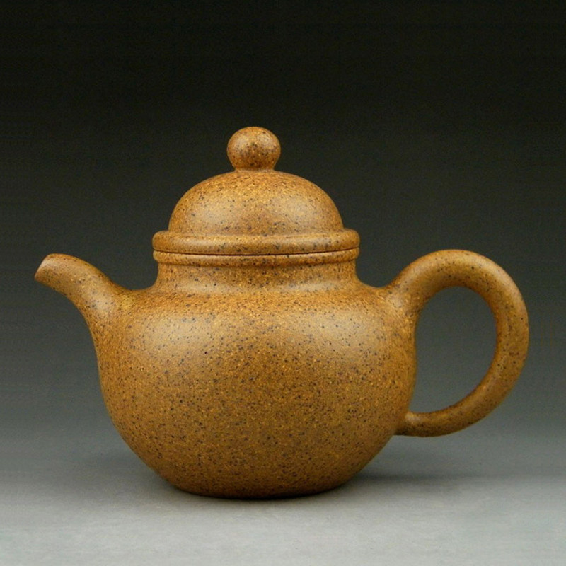 Yixing purple sand pot all pure handmade famous authentic coarse sand gold section mud ball home teapot tea set