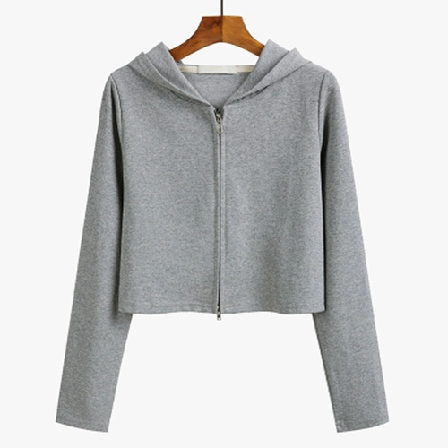 Весенняя осенняя тонкая короткая толстовка с капюшоном с молнией, куртка, 2025 года, в корейском стиле, высокая талия