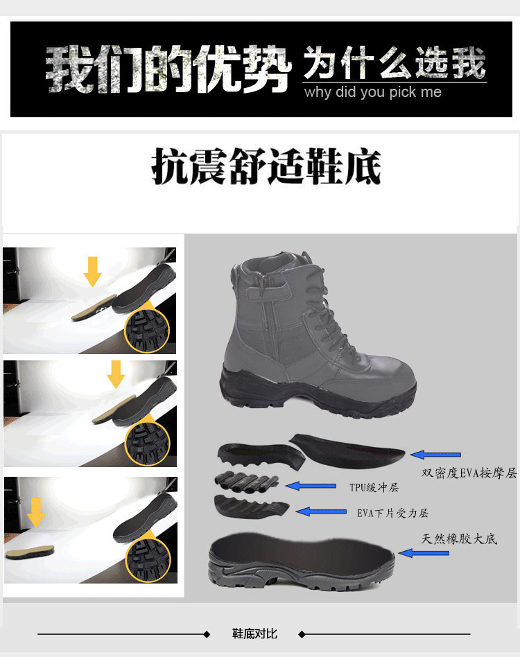 Bottes militaires pour homme en cuir - Ref 1402082 Image 18