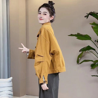 秋季穿搭洋气工装牛仔短款外套2025新款爆款胖mm显瘦宽松大码夹克