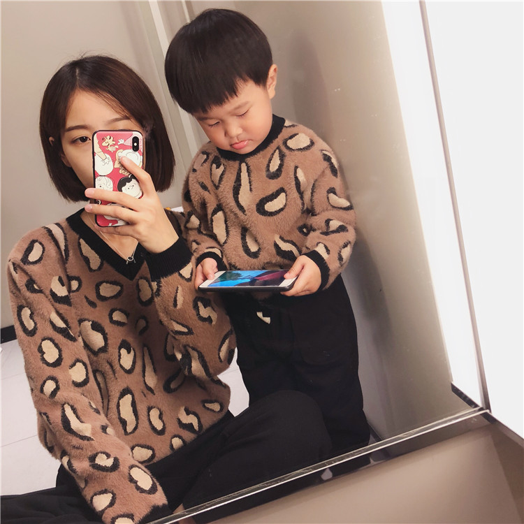 AKeKids trẻ em mùa đông dày cà phê mai hoa mai lông nhung nhung đầu dài áo len mẹ mặc quần áo cha mẹ-con bexinhshop shop