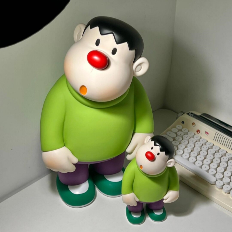 Fat Tiger Sister Figurine with Tilted Head for Desktop, Entryway, Living Room, Fat Girl Car Decoration, Tv Cabinet, Doraemon