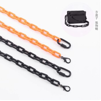 Suitable for lv square box black decorative chain orange resin acrylic bag chain accessories purchased separately