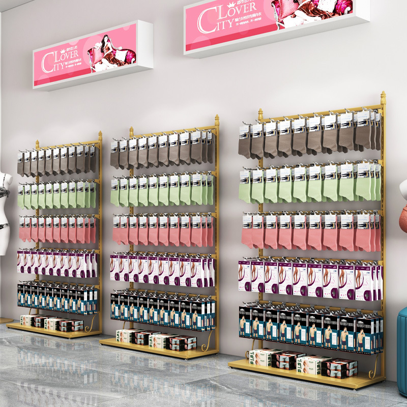 Sock Display Rack, Stockings and Pantyhose Box, Underwear and Shorts Floor-Standing Double-Sided Island Rack, Phone Case and Accessory Display Stand