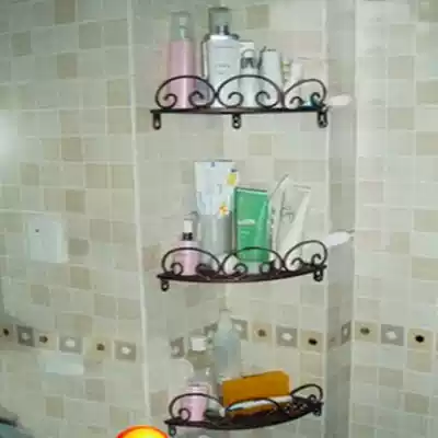 Wrought iron bathroom corner rack Upper wall shelf Bathroom corner rack Wall-mounted rack Fat storage rack Bathroom storage rack Spot