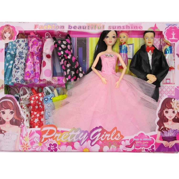 Shanmei Barbie Family Set Nam và Nữ Cặp đôi Bạn bè Công chúa Búp bê Trang trí đám cưới Đồ chơi cô gái - Búp bê / Phụ kiện