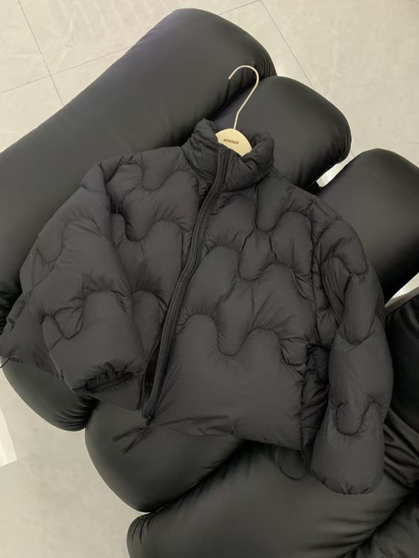 [Original Image] Puff Stand-Up Collar Wavy Short Loose down Jacket