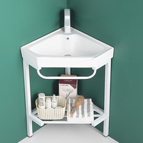 Pillar type triangular washbasin small apartment mini washbasin home bathroom corner ceramic washbasin integrated