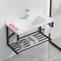 Wall-mounted balcony stainless steel bracket washbasin bathroom basin integrated ceramic washbasin 40CM