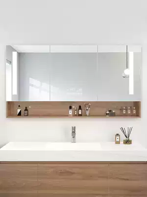Smart bathroom mirror cabinet Wall-mounted toilet powder room Toilet mirror cabinet with shelf with light Separate mirror box