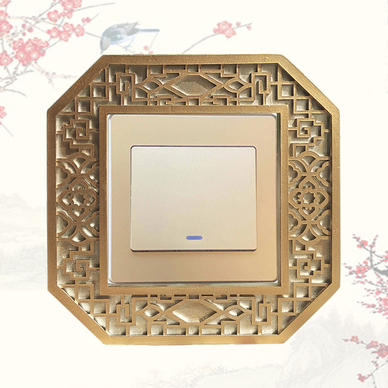 Chinese style resin switch wall sticker protective cover Chinese style classical household creative wall socket double switch decoration