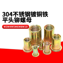 Pull rivet nut Pull cap Flat head column pattern rivet nut Knurled Pull rivet nut rivet M3M4M5M6M8M10
