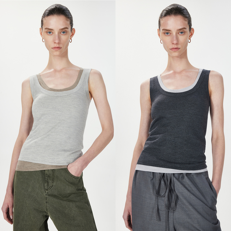 Open-Air Black Label/Reputation Brand B Stores Italian Luxury L*P & Silk Wool Color-Block Knit Two-Piece Vest Short-Sleeve Set Open-Air Black Label/Reputation Brand B Stores Italian Luxury L*P & Silk Wool Color-Block Knit Two-Piece Vest Short-Sleeve Set