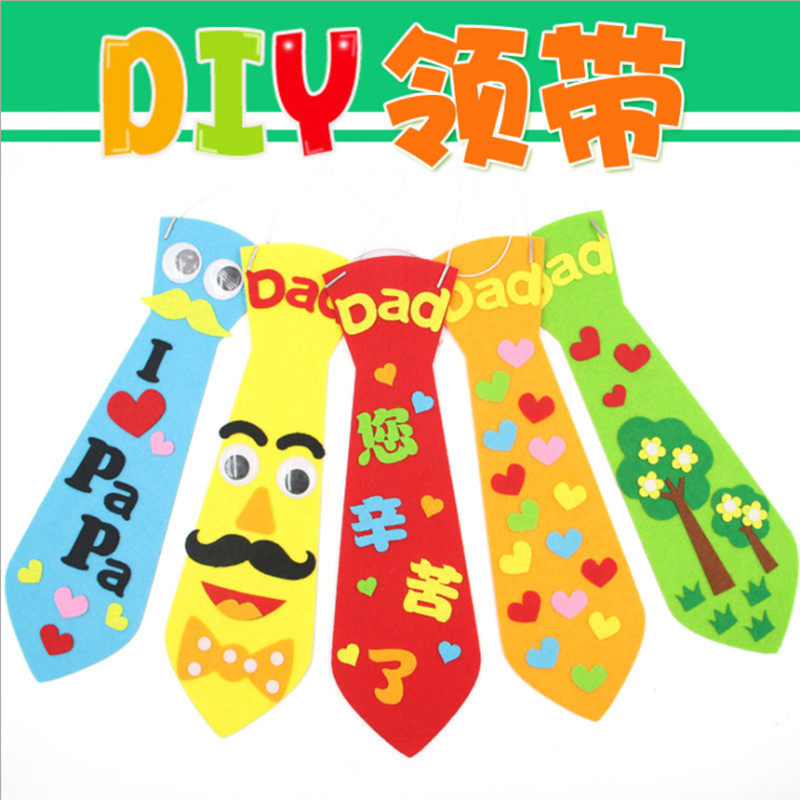 Father's Festival Handmade Diy Tie Kindergarten Cloth Art Making Creative Toy Materials Bag Children Send Dad Presents