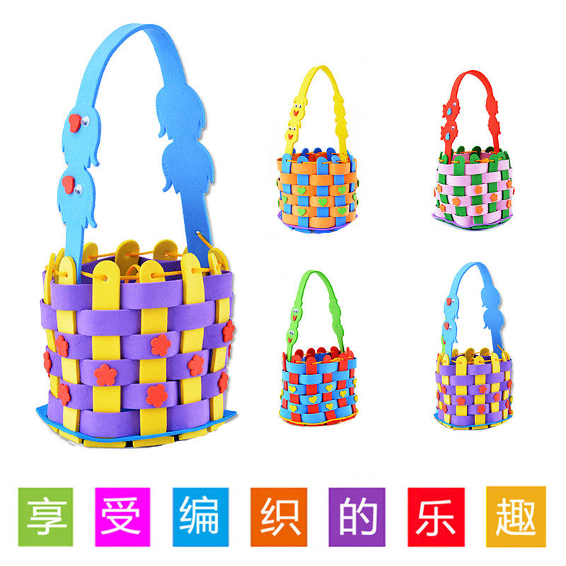 Children's Festival Diy Handmade Basket Made New Eva Woven Basket Hand Basket Nursery Handmade Material Bag of Halloween