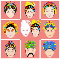 Peking Opera Facial Genealogy Diy Handmade Material Bag Nursery School Children Fine Art Hand-painted Graffiti Painted Man Puppet Mask