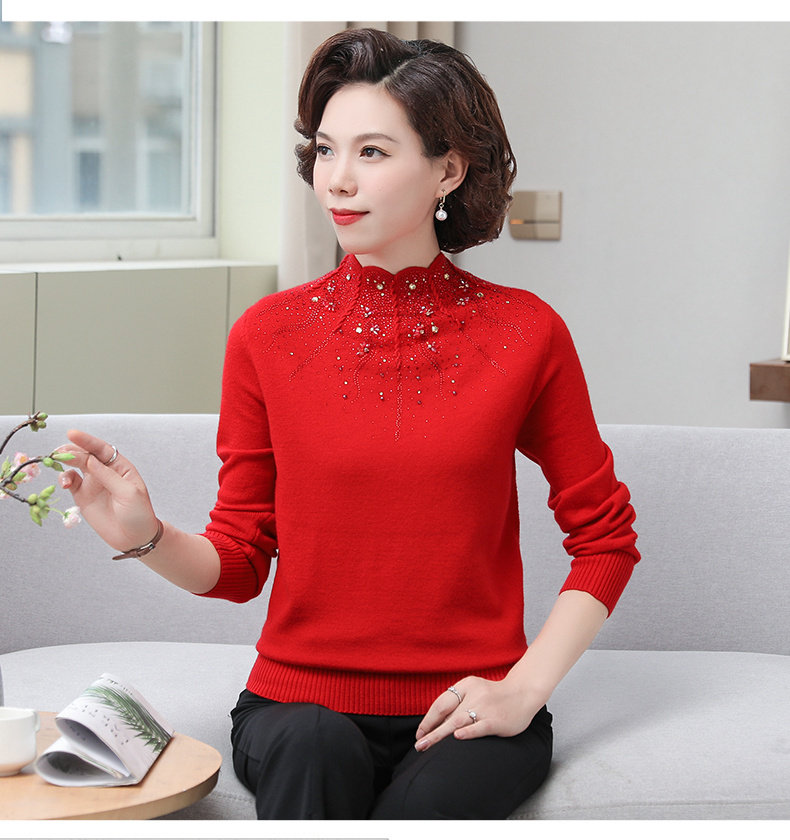 新款中老年套头羊毛衫女羊毛 中年妈妈保暖毛衣打底衫毛衣女低价详情6