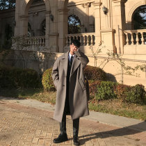 First · Aolin mens 2020 autumn and winter New thin loose woolen tweed coat mens long handsome woolen coat