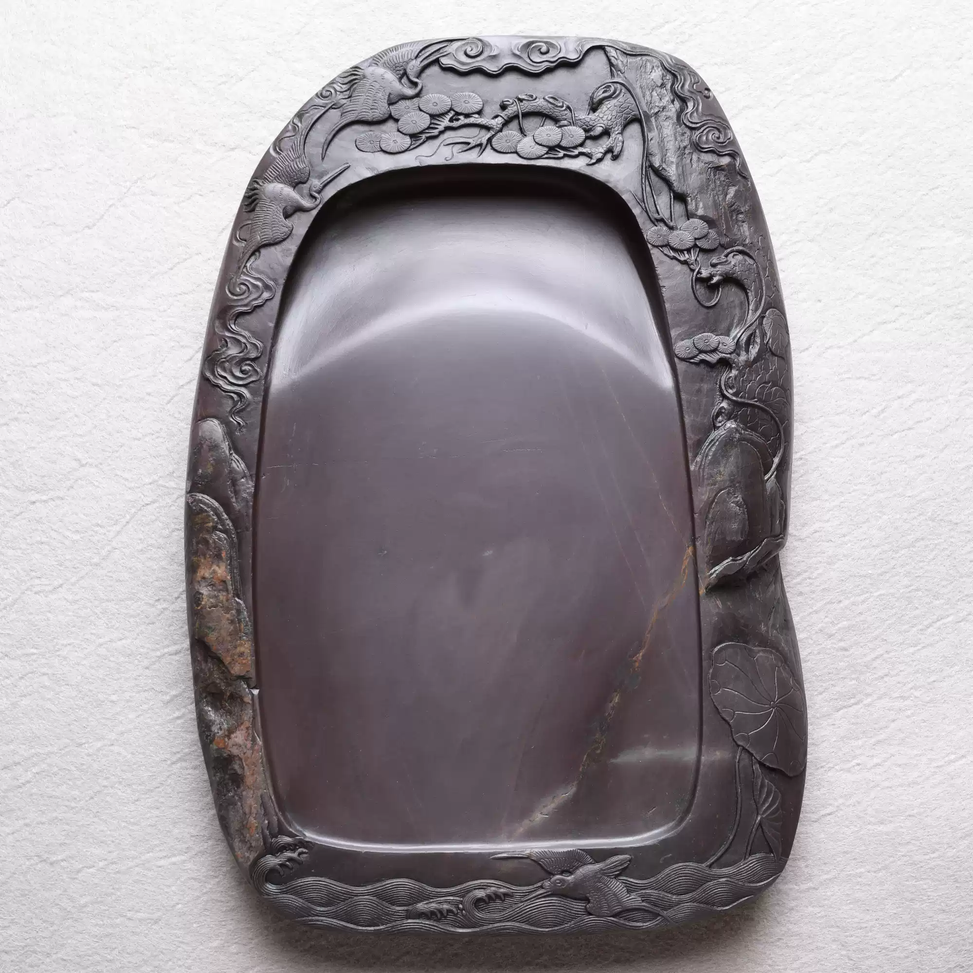 90年代手工端硯收藏級端溪老坑魚腦凍紋端硯文房四寶