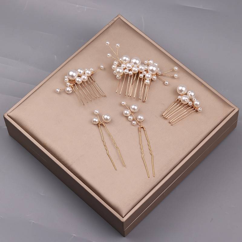 images 36:Bride's headdress matching wedding dress super fairy beauty three-piece suit Korean-style wedding princess simple jewelry