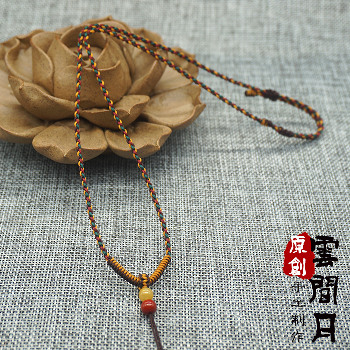 Hand knitting jade hanging rope Emerald necklace rope honeywax south red rope sweater chain red rope