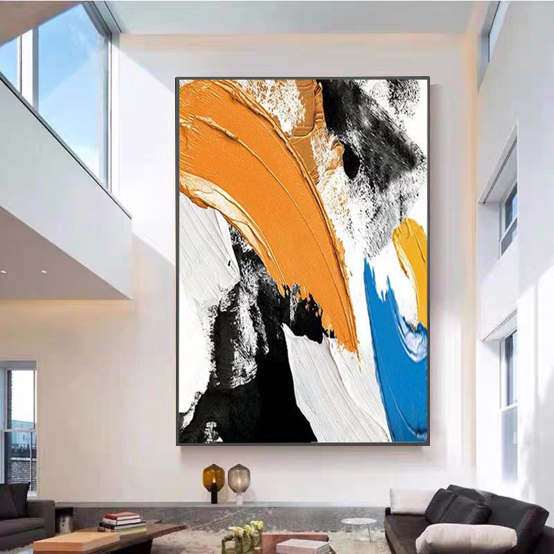 Pure hand-painted oil painting living room modern style decorative painting abstract simple mural entrance hanging painting large