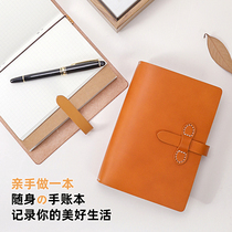 The first layer of cowhide tongue notebook travel note manual leather DIY material bag can be customized LOGO