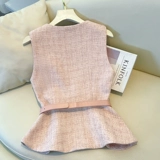 Розовый жилет, летнее платье, юбка, комплект, в стиле Шанель, премиум класс