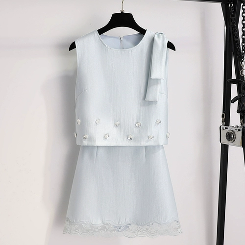 Нарукавники без рукавов, летний комплект, юбка, в стиле Шанель