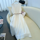 Белое летнее платье-комбинация без рукавов, длинная юбка, подходит для подростков, французский стиль