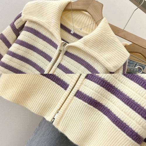 Демисезонный свитер с молнией, трикотажный кардиган, куртка