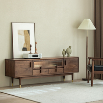 North American black walnut TV cabinet all solid wood brass feet living room simple small apartment floor cabinet furniture combination