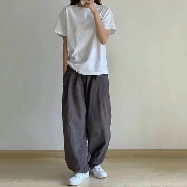 100 ຝ້າຍບໍລິສຸດຍີ່ປຸ່ນ retro ins straight overalls loose drape wide leg neutral style lantern pants ຜູ້ຊາຍແລະແມ່ຍິງ trendy