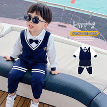 Yinglun College Wind Handsome Boy Two Suits 2022 Chunqiu Ji New Childrens Baby Foreign Air Pure Cotton Spring Clothing