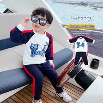 2022 new cartoon tiger childrens spring autumn sports suit pure cotton boys baby two sets of childrens clothes