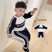 2022 Han Edition Sports Ocean Gas Spring Autumn Money Small Children 100 Hitch Suit Mens Baby Trend Pure Cotton Long Sleeve Clothes
