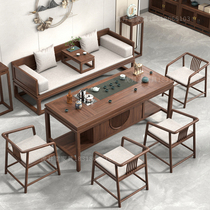 New Chinese tea table and chair combined North American white wax wood log tea few solid wood kung fu tea table