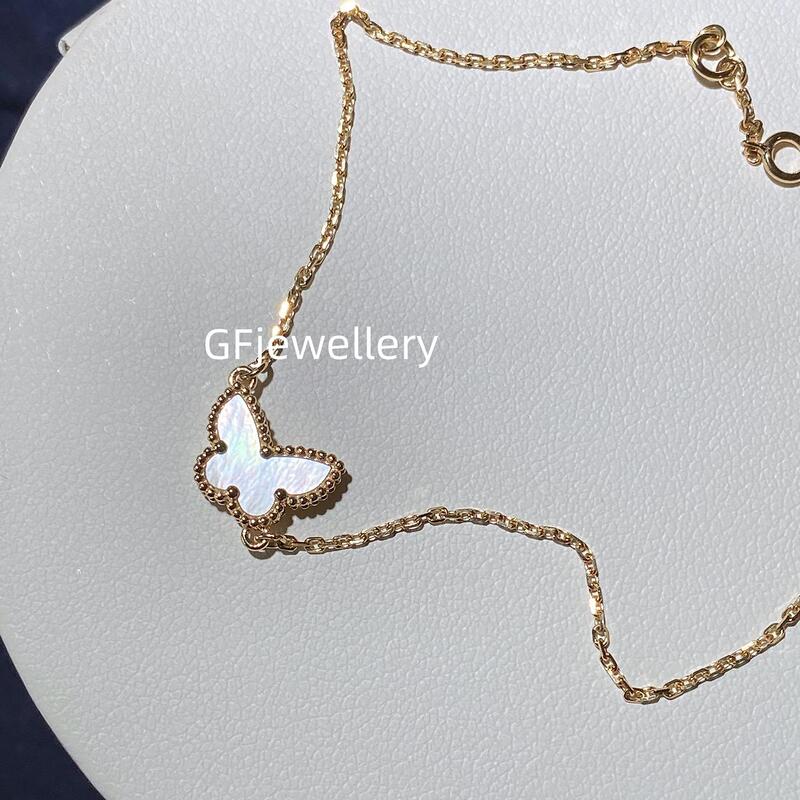 Gf Jewelry 18K Gold Color Natural White Mother-Of-Pearl Small Butterfly Bracelet Au750 Women's Jewelry, One Item with One Certificate