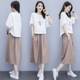 Cotton and linen fashion suit for women 2024 summer new casual skirt petite dress loose linen two-piece set