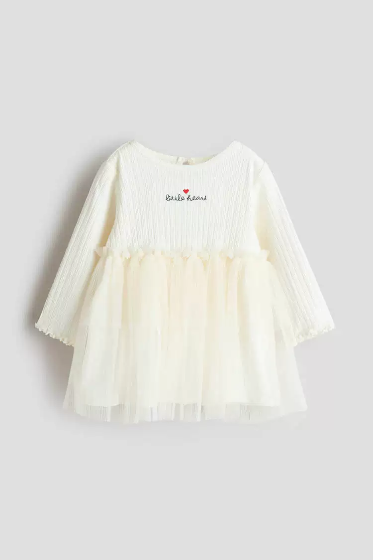 Национальное агентство по закупкам детской одежды H&M для маленьких девочек и малышей, вязаная хлопковая тюлевая длинно рукавная платье-платье 1210558