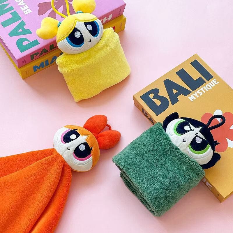 Cute Powerpuff Girls Ppg 3D Hand Towel Hanging Absorbent Cartoon Kitchen Bathroom Cloth for Children to Wipe Face