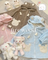 (Soft bear spot) Chai Huhu original Lolita short coat cute hooded JK student cotton clothing imitation rabbit fur