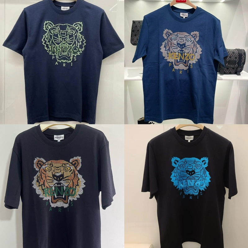Kenzo Short-Sleeved Men's Classic Tiger Head Embroidered Cotton Casual Loose Round Neck T-Shirt in Paris, France Kenzo Short-Sleeved Men's Classic Tiger Head Embroidered Cotton Casual Loose Round Neck T-Shirt in Paris, France