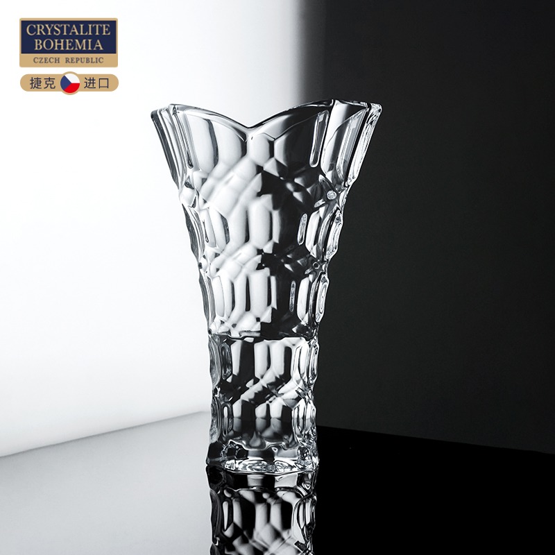 Czech BOHEMIA imported European modern water cube Transparent crystal glass vase Wedding housewarming gift