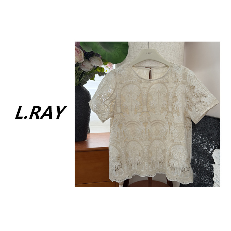 L.Ray - [Heavy Embroidery Blouse] Stylish Short-Sleeved Lace Blouse, Beautiful and Elegant Top
