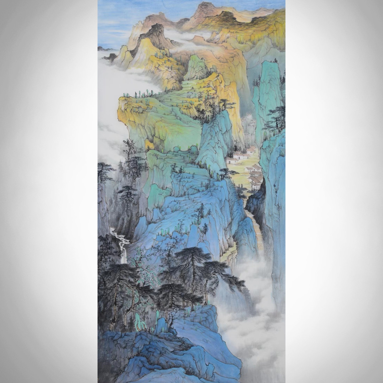 Deng Zhifeng Landscape Painting New Chinese Xuan Guan Decoration Painting Vertical Version Aisle Hanging Painting Corridor End Atmosphere Mural Painting