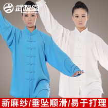 Wujitang hot sale new spring and summer new hemp yarn long sleeve Taiji clothing practice clothes morning exercise fresh and breathable feeling