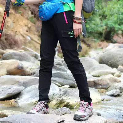 Outdoor quick-drying pants women's thin casual sports summer breathable slim sunscreen pants elastic walking hiking pants