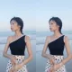 Phụ nữ áo vest nhỏ màu đen mặc áo phông không tay bên trong sexy cơ bản retro thể thao vẻ đẹp lưng dây đeo trên đầu mùa hè - Áo ba lỗ